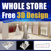 Présentoir Mural de Magasin en Acier Inoxydable Doré de Luxe Sur Mesure pour Vêtements, Design d'Équipements de Magasin de Détail Tendance pour Dames