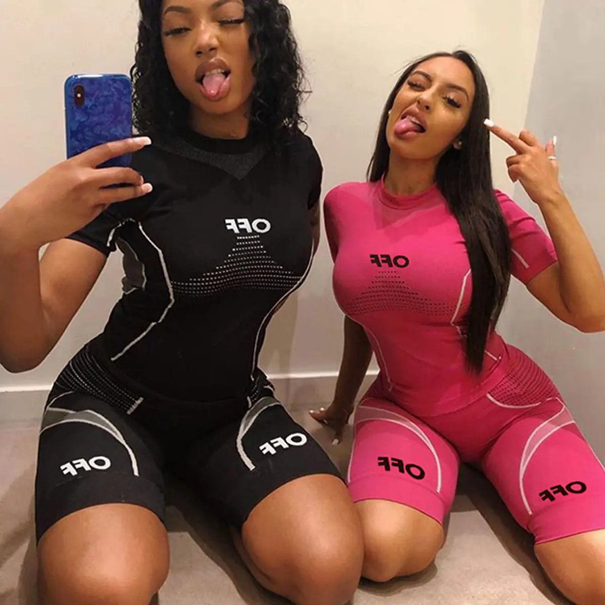 Fitness Clothing High Waist Logo Print Sportswear 2 Piece Short Yoga Set Outfit Women Two Pieces Jogger Tracksuits Gym Wear Set