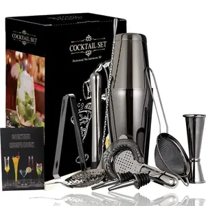 11Pcs Bartender Tool Set Aço Inoxidável Cocktail Shaker Mixer Set Bar Ferramenta para festa