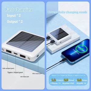 OTHC P96S 5000mAh ポータブルソーラーパワーバンク 超薄型ミニ懐中電灯 急速充電ホルダー リチウムポリマーバッテリー Android対応 - Product Image 5