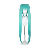 Wig Cosplay Miku Rambut Sintetis Biru Aqua Ekor Kembar Lurus Panjang Serat Suhu Tinggi untuk Pesta Kostum Anime