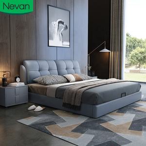 Derniers meubles design populaires 180x200 rangement couchage faux cuir en bois double king size lits rembourrés - Product Image 1