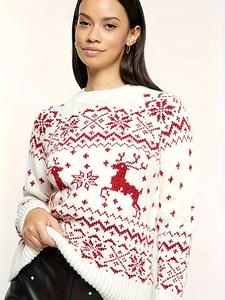 <span class=keywords><strong>Pull</strong></span> en polyester décontracté tissé pour femmes automne traitement anti-rétrécissement pour Style européen américain polyvalent thème <span class=keywords><strong>de</strong></span> noël long - Product Image 6