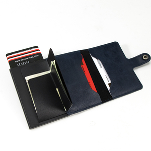 Casekey Custom Logo Slim Minimalist Pu Leather Pop up Mechanic <b>Wallet</b> RFID Blocking Smart Credit Card <b>Holder</b> for Men Women - Product Image 4