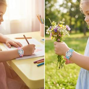 Montre à quartz pour enfants <span class=keywords><strong>en</strong></span> 3D, dessin animé, bracelet <span class=keywords><strong>en</strong></span> PVC imperméable, boîtier <span class=keywords><strong>en</strong></span> alliage, cadeau d'anniversaire pour filles et garçons, motifs mignons de licorne et de sirène, couleurs vives - Product Image 2