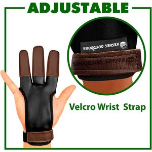 Guanti sportivi Premium in pelle resistente con linguetta a tre dita con arco lungo arco guanto protettivo da tiro con l'arco per archi lunghi - Product Image 4