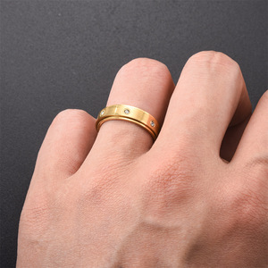 Or cristal soulagement de l'anxiété filature Couple anneaux pour les amoureux rotatif en acier inoxydable Fidget <span class=keywords><strong>Spinner</strong></span> anneau bijoux cadeaux - Product Image 6