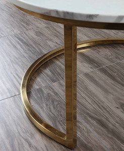 Modern Luxury Round Living Room Furniture Home Furniture Nesting <strong>Marble</strong> <strong>Coffee</strong> <strong>Tables</strong> <strong>Set</strong> with Golden Stainless Steel Base - Product Image 6
