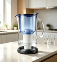 3.3L Gelas Kaca Penjernih Air Minum Alkali dengan Gagang, Filter Air, Pitcher Jug dengan Pegangan, Bersertifikasi NSF42/53 LFGB, Harga Pabrik, Terlaris