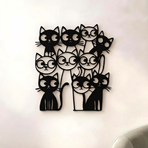Décoration murale moderne en métal, motif chat, décoration murale artisanale sur le thème des animaux pour l'intérieur de la maison - Product Image 2