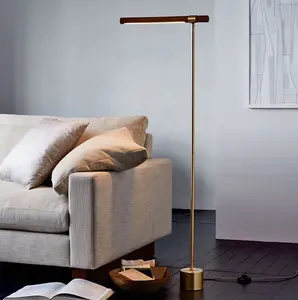 lamba ahşap minimalist Suppliers-İskandinav kapalı Metal konut lüks Minimalist ahşap tahıl zemin lamba için okuma oturma odası