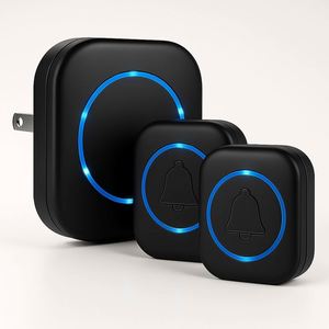 In Thetrend <b>Wireless</b> Waterproof Doorbell US/UK/EU Plug Battery <b>Transmitter</b> 300m Range 38 Melodies 4 Volume Levels White/Black - Product Image 1