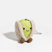 Porte-clés en peluche pistache mignon, vert doux, avec visage souriant, pour la décoration de sac et comme cadeau d'anniversaire