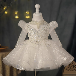 Abito da principessa per bambini abito da bambina Performance di pianoforte di fascia alta vestito da bambina con paillettes da sposa - Product Image 1