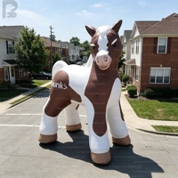 Cheval Poney Gonflable Géant Réaliste Lumineux à LED en Tissu Oxford avec Logo Personnalisé pour Ranch Grand