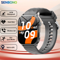 Smartwatch da Polso SENBONO LC211 con Schermo TFT da 2.01", Impermeabile 1ATM, Monitoraggio della Salute, GPS, Bussola per Oltre 100 Modalità Sportive, Cinturino in Silicone