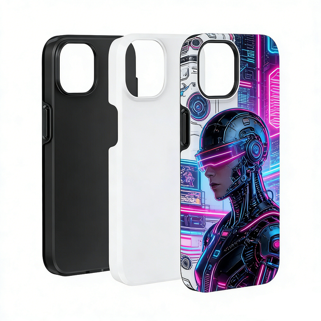 Heat Press Covers Custom Design Blank Sublimation 3D 2 in 1 Coated 2 in 1 Double Cell Phone Case for Printing Machine