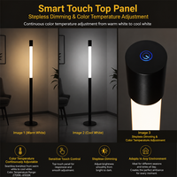 Lámpara de Pie LED COB Telescópica de Aluminio, Altura Ajustable, 2700K-6500K, Atenuación Táctil, Luz Principal de 9W + Luz Nocturna de 1W, Haz de Luz de 360°
