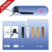Ventilateur de plafond intelligent 1stshine 52 pouces avec lames noires, modes été/hiver, contrôle par application, fonction minuterie haute efficacité et éclairage