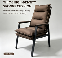 Chaise de mahjong à double coussin d'air ergonomique à dossier haut avec cadre en métal