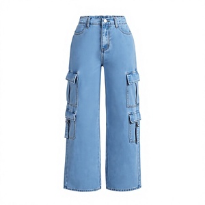 Pantalon en jean taille haute coupe droite pour femme, imprimé dessin animé, style streetwear, en coton, coupe régulière, léger, vintage, printemps, OEM/ODM - Product Image 3