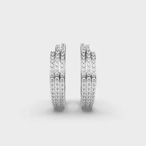 ต่างหูดอกกุหลาบสีขาวสีเหลืองทองต่างหูเพชรทำจากห้องปฏิบัติการ-เครื่องประดับครบรอบสำหรับเป็นของขวัญ - Product Image 3