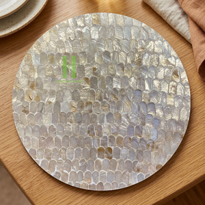 Platos de Presentación de Madera con Incrustaciones de Nácar, Decoración Rústica para Mesa de Comedor, Mantel Rústico de Vietnam, ÉXITO DE VENTAS - Product Image 1