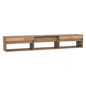Space-Saving 1.8m Oak Colour HIRADO <b>Wall</b> TV Cabinet with <b>Shelf</b> Export from Malaysia Floating Media <b>Console</b> for Modern Apartments - Product Image 3