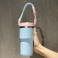 Gourde isotherme portable en acier inoxydable de 20 oz avec paille et corde, écologique et moderne, idéale pour la rentrée scolaire 2026 – Cadeau pour fille