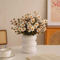 Bouquet de fleurs artificielles en soie Daisy, luxe léger, haut de gamme, arrangement floral biomimétique premium, décoration de centre de table, automne