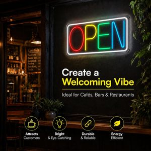 Enseigne néon LED multicolore ouverte en acrylique, panneau publicitaire pour bar, café, restaurant, commerce de détail, vitrine, décoration professionnelle - Product Image 1