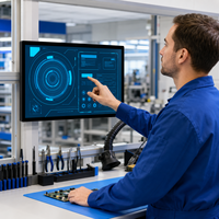 Monitor de Pantalla Táctil Capacitiva 4K de 15.6'', 18.5'', 21.5'', 23.8'', 27'', 32'' con HDMI, DP, USB, RS232, Plug and Play, Carcasa Metálica Industrial