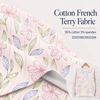 Tissu en molleton français imprimé numérique personnalisé 280 g/m² 95 % coton 5 % élasthanne pour sweats à capuche et t-shirts