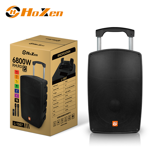15 Inch Outdoor Wireless Trolley Karaoke for 5.0 Speaker with RGB LED Wireless Microphone Subwoofer for Party DJ