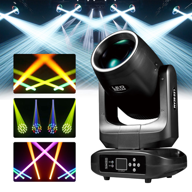 RZ 200W BSW LED Ring Strip Spot 18 Rotating Prisms Rainbow 12Gobo 14 Color Effect Moving Head Beam Light for DJ DIsco Party