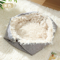 Tapis de lit 2-en-1 pour chats et chiens, matelas long en peluche pour chat, coussin chaud pour animaux de compagnie pour l'automne et l'hiver