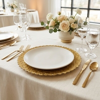 Assiette de présentation scintillante décorative pour dîner, hôtel, banquet, mariage, dorée