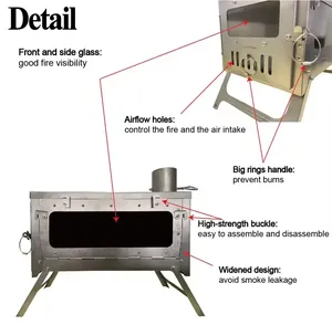 Poêle de camping extérieur 100 % <span class=keywords><strong>en</strong></span> alliage de titane, léger et pliable avec tuyau, adapté à la cuisson et au chauffage, 16,5 L - Product Image 3
