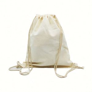 Customised Gift Cloth <b>Drawstring</b> <b>Backpack</b> Cotton Canvas Bag With Logo - Product Image 1