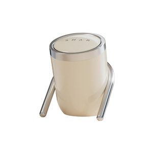 Snar Desktop Trash Can Cylindrical Creamy <b>White</b> Retro Red Midnight Black With Lid Indoor Use - Product Image 3