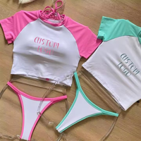 Huili Zwemkledingfabrikant OEM Dames Geprint 2-delig Set Op Maat Logo String Strandkleding Bikini