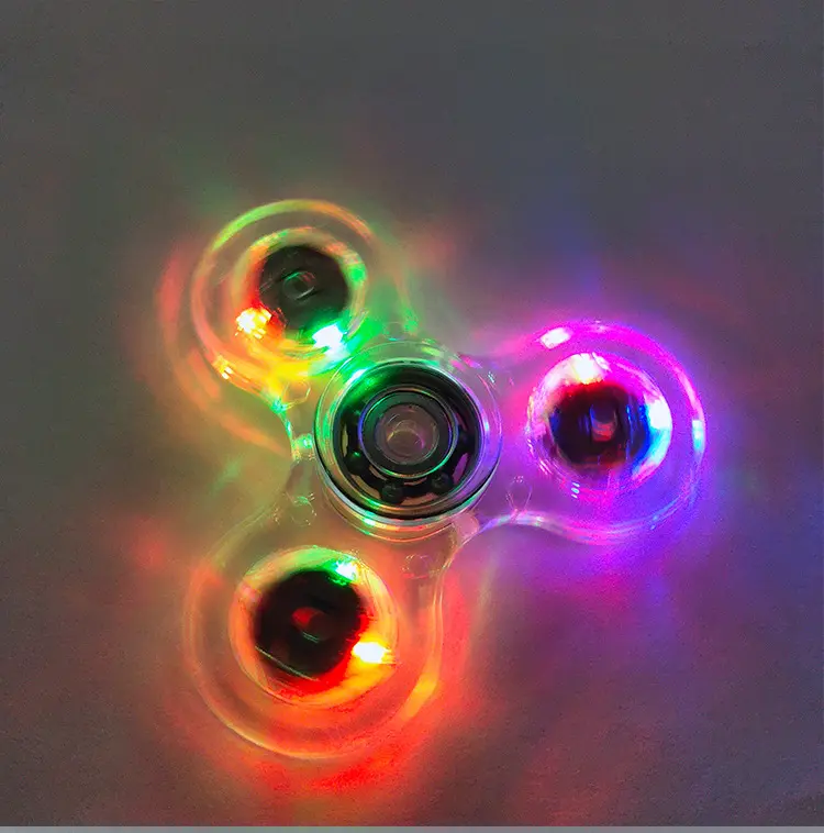 Kids Toy Colorful Glowing RGB LED Crystal Finger Stress Release EDC Flash Light Hand Fidget Spinner