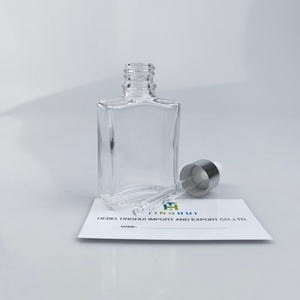 Flat square Transparent Hair Oil Glass <b>Dropper</b> <b>Bottle</b> 30ml 50ml 100ml for Serum Essential Oil Perfume - Product Image 2