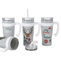 Juego de Vasos de Acero Inoxidable 304 de 38 oz con Revestimiento Cerámico, Pajita y Cepillo de Limpieza, Taza Ecológica para Regalo