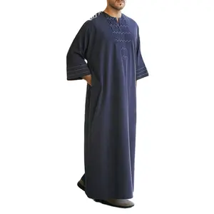 High Quality Plus Size Men's Arabic Thobe New Moroccan Style Polyester Abaya Traditional Muslim Clothing