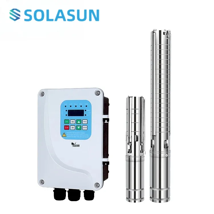 Système de pompage de pompes à eau submersibles solaires SOLASUN 3 pouces 2Hp électrique AC 220V DC 300V avec 3 ans de garantie