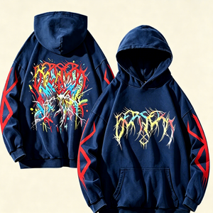 Sudadera con Capucha Oversize para Hombre, Blanca, de Algodón, Estilo Urbano, con Bolsillos, Diseño Estampado, Corte Regular, Transpirable, Tejida, para Otoño - Product Image 5
