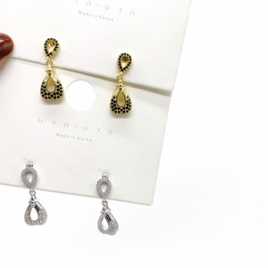 Pendientes colgantes con forma de corazón geométrico y piedras de circonio coloridas, joyería de aleación de zinc para fiesta para mujer - Product Image 4