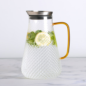 <span class=keywords><strong>Carafe</strong></span> en verre borosilicate de 2 L de conception européenne, fabriquée à la main, avec couvercle en acier inoxydable, sans <span class=keywords><strong>plomb</strong></span>, résistante à la chaleur, écologique et portable - Product Image 5
