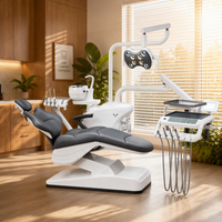 Fauteuil dentaire électrique GLADENT GD-S800, structure en aluminium, crachoir en céramique, double accoudoirs, lumière LED à détecteur de mouvement, certifié CE.